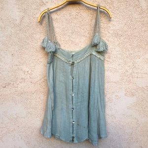 Jens Pirate Booty Button Front Tie Tank Tunic